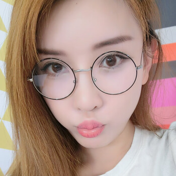 防辐射眼镜男蓝光无度数金丝平面镜女韩版潮电脑圆框近视眼睛复古 防