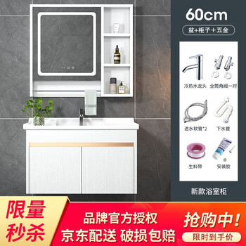 狮鹫智能浴室柜镜柜组合欧式实木套装卫浴柜洗漱台洗手洗脸池洗面盆柜卫生间柜免漆实木小户型台盆柜子升级智能三色 镜柜白色60 盆 柜 五金 图片价格品牌报价 京东