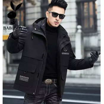 babiboy海宁皮草外套男男士派克服中青年短款獭兔毛内胆可拆卸冬季