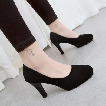 高跟鞋大学生正装水台女圆头小粗跟搭礼仪职业黑色57单鞋  定制联名款
