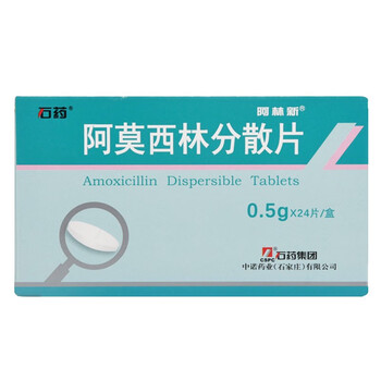 石药阿莫西林分散片 0.5g*24片呼吸道感染消炎药 5盒