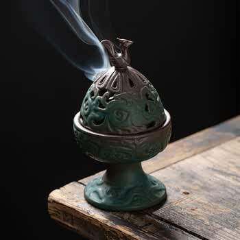 禅意博山炉 陶瓷禅意博山炉仿古香炉家用室内香薰炉香道沉香茶道摆件
