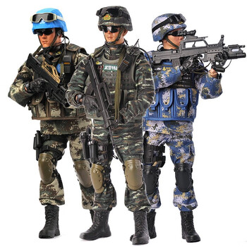 使命中国特种兵军人拼装玩具人偶关节可活动人偶退伍礼物 三个套装