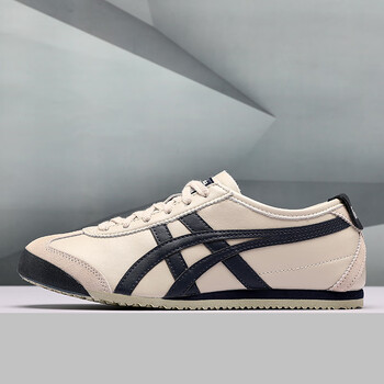 asics tiger男鞋亚瑟虎女鞋一脚蹬懒人帆布小白鞋经典阿甘鞋 米深蓝