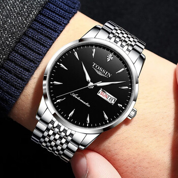 tossin手表男自动机械表钢带生日礼物送男友国表简约