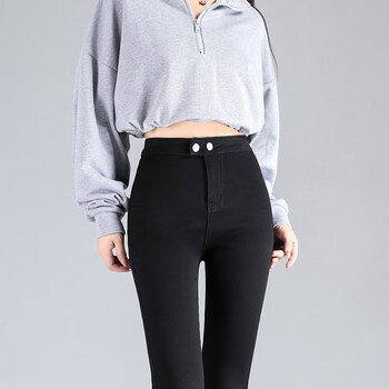 臀牛仔裤紧身性感紧身裤女性感蜜桃提臀高腰女牛仔裤收腹提臀 黑色