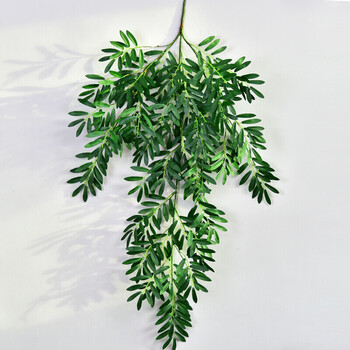 仿真橄榄叶柳树叶竹叶壁挂花装饰假树叶绿植绿叶吊墙面植物叶子 一支