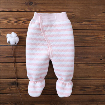 春秋冬新生开裆裤宝宝长裤初生婴儿裤子无骨魔术贴秋裤高腰保暖裤 包a