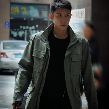罚罪黄景瑜常征同款夹克工装外套翻领拼接口袋上衣男衣服潮 图片色 l