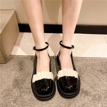 猪腰子鞋女生皮鞋小众设计感玛丽珍小皮鞋女2022年夏季新款粗跟法式单