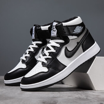 aj男鞋翰钦新款高帮篮球aj渐变色高帮板鞋黑白熊猫莆田男鞋学生跑步鞋