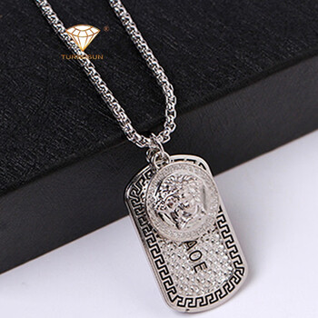 turbosun轻奢品牌潮人个性嘻哈霸气十字架项链不掉色吊坠男百搭毛衣链