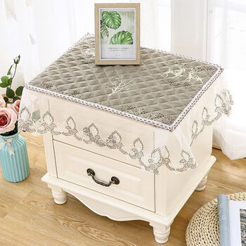 一件装新款防滑床头柜罩三层加棉加厚床头柜盖巾防尘盖布绒布小鹿咖色