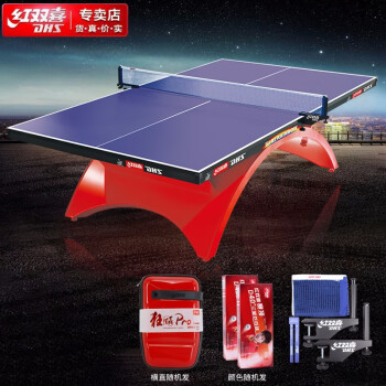 红双喜dhsTCH-彩虹乒乓球桌专业比赛球台（附高档网架、乒拍、乒球）