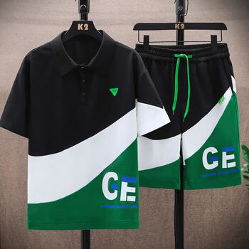 巴蛇休闲运动套装男生夏季青少年潮牌时尚短袖衣服一套搭配痞帅气男装