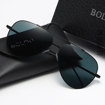 雷鹏2023新款眼镜太阳镜男经典飞行员蛤蟆镜高清偏光驾驶墨镜8020黑框