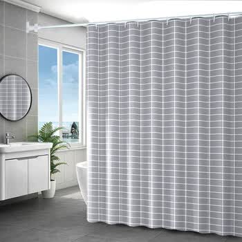优尊 卫生间防水浴帘布挡水帘加厚保暖隔断帘浴室免打孔浴帘杆伸缩杆