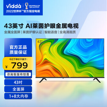 海信电视 Vidda 43英寸 全高清 全面屏 人工智能 平板电视 43V1F-R 43V1F-R