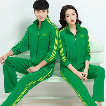 绿色运动服佳木斯健身操广场舞演出服运动套装演出服女款绿色套装l