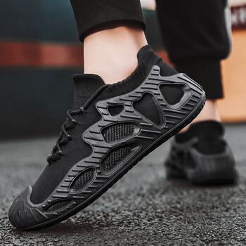 majesly男鞋春季2023新款飞织运动休闲黑色袜子鞋男休闲潮流百搭轻便