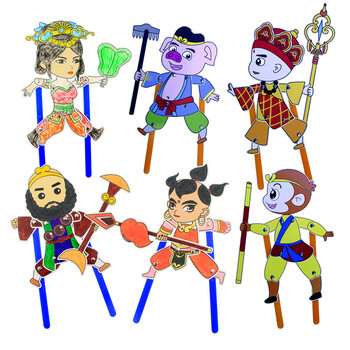 皮影 人偶皮影戏儿童手工diy涂画填色材料包幼儿园传统手工艺品 西游