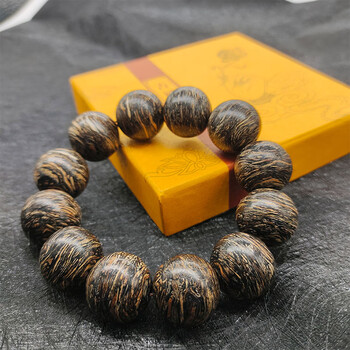 沉香虎皮纹圆形手串手链一串12颗 17mm 47.8g