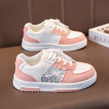 oeny女童鞋春秋款2024新款皮面儿童运动鞋中大童冬季韩版女孩休闲板鞋