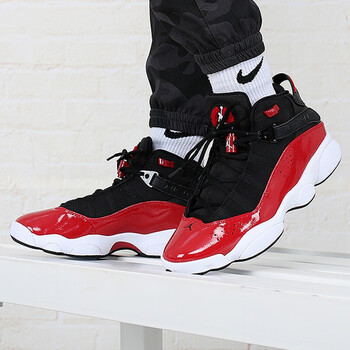 6 rings aj6高帮耐磨运动休闲篮球鞋 dc93-7 322992-060 /黑白红 40