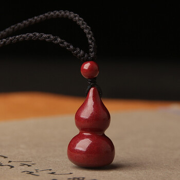 小石头朱砂吊坠紫金砂如意葫芦项链男士女生时尚饰品首饰情人节情侣