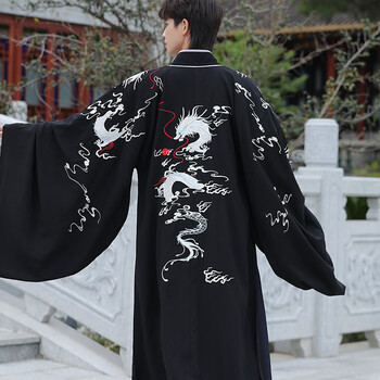 仙气少女学生出街改良唐装古风汉服复古龙纹绣花武侠中国风情侣表演服