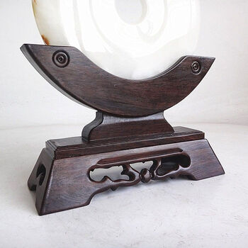 平安扣红木底座 黑紫檀玉石平安扣摆件实木底座木托玉扣玉璧怀古支架