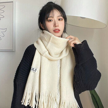 恒源祥官方旗舰自营新款白色针织毛线围巾女保暖围脖冬季ins风百搭