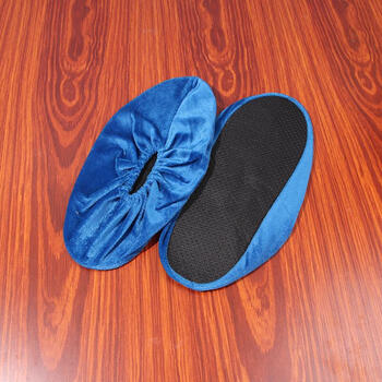 办公景区家用绒布鞋套 点胶鞋底懒人布脚套加厚定制加工 滴塑防滑底