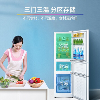 華凌冰箱 215升 三門冰箱 風冷無霜鉑金凈味低音節能多門冰箱 家用冰箱 小冰箱 電冰箱 BCD-215WTH