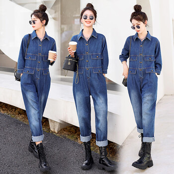 翠尧娄轻奢品牌牛仔连衣裤女2022秋季新款感复古港风洋气减龄显瘦工装