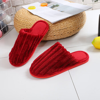 长毛毛绒红色结婚拖鞋喜庆一对居家室内情侣棉拖鞋本命年红拖鞋mx 大