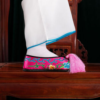 戏曲戏剧彩鞋女平底绣花鞋儿童古装京剧越剧青衣花旦小姐秀禾鞋子