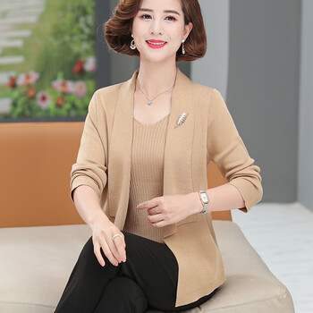 梵侈赫尔轻奢品牌中老年女装假两件套针织衫秋装新款上衣长袖时尚大码