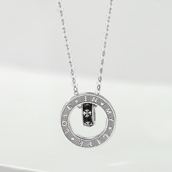 座罗马数字7水星吉宏旋运轮项链s925银双环情侣项链一