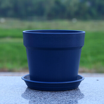 塑料花盆绿植盆栽加厚仿陶瓷小中大花盆 藏蓝色 大