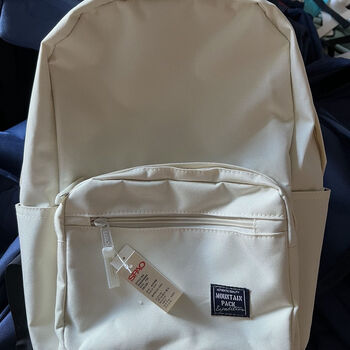 spao韩国新款金希澈同款男双肩包女背包潮韩版中学生书包米白色