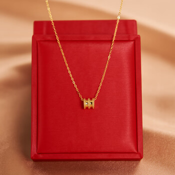 小蛮腰项链女足金吊坠18k黄金项链金锁骨链礼物足金小蛮腰吊坠925项链