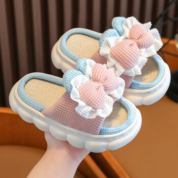 咕乐呀嘟儿童亚麻拖鞋女童四季可爱室内防滑棉麻子宝宝女孩春秋家居鞋