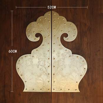 中式仿古实木门纯铜包角全铜对开门如意葫芦角码大门铜条配件装饰 梅