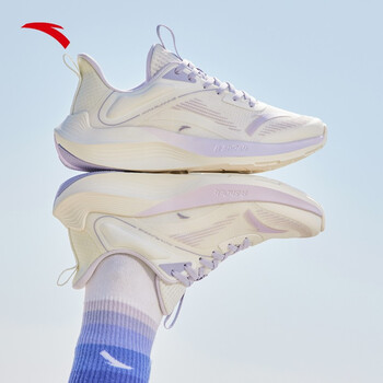 安踏夏季毒刺 跑鞋女a-shock科技轻便减震透气跑步运动官网 -2象牙白