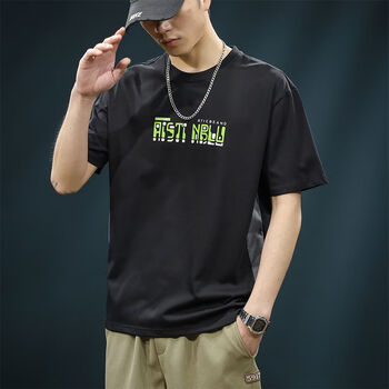 凡客诚品短袖棉质t恤男士宽松潮牌夏季新款半袖圆领体恤男款86019黑色