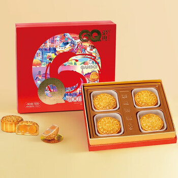 港琪(gangqi)港琪双黄白莲蓉月饼中秋礼品铁盒装高档礼盒老式传统手工