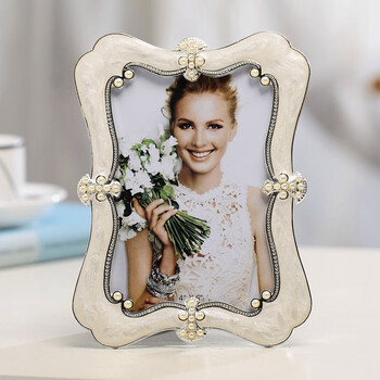 wnvf相框摆台创意欧式小6寸7寸10寸加打印冲洗照片婚纱照相框珍珠白4