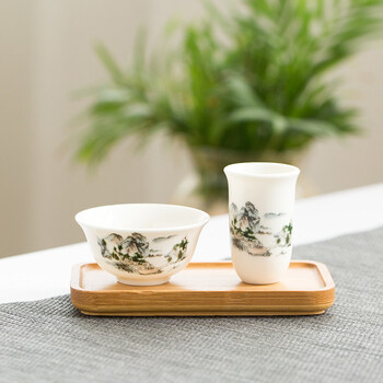 闻香杯套装单杯功夫茶具茶道茶艺配件茶杯品茗杯山水闻香杯茶杯含杯垫
