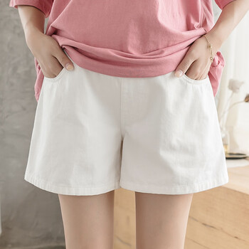 短裤女夏季薄款外穿孕妇裤子打底宽松阔腿裤牛仔短裤大码夏装白色m
